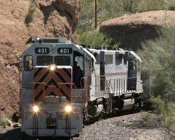 OT-2 approaches Ray Junction, with Tunnel 2 just out of frame behind the train.