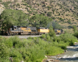 Again, no Dirt on Sunday morning, but the two DRGWs go up the hill to push two eastbounds instead!