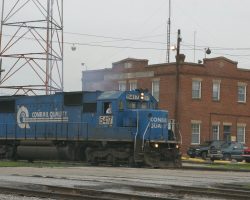 Meanwhile, elsewhere in Albany, this manifest is getting ready to head out with an ex-Conrail SD50 in the lead (now NS 5417). Note the building in the background still has the "Central of Georgia" in the brickwork at the top.
