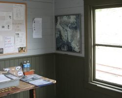 The southeast corner of the front room in the telegraph office.