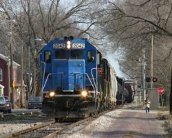 Not BICB-24, but another train on 27-Dec showing the near street running in downtown Davenport