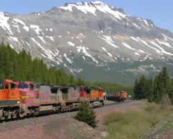 A meet between two BNSFs near the summit of Marias Pass