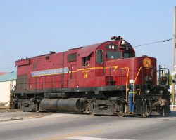 Having dropped the cars at the depot siding, 56 heads back into the engine facilities at Springdale