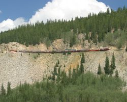 After leaving Leadville, the LC&S is basically inaccessible directly by road. It travels high off the valley floor all the way to the top.