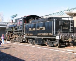 GCRY 18, the road's original steamer, now sits quietly aside the Williams depot by the boarding platform