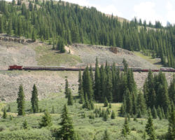 The line ends right here, unceremoniously on a ridge just below treeline. The trackage from here to the mine seems to have been torn up.