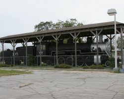 This little goody was sitting next to the old Georgia Northern line in downtown Moultrie. It's Georgia Northern 105, a Baldwin 2-8-2 built in 1923.