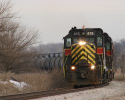 Rounding the curve east of Atalissa, as seen from Penn Avenue Road