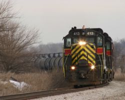 Rounding the curve east of Atalissa, as seen from Penn Avenue Road