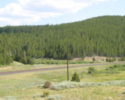 The grade for the turning wye from the old TP line is still visible, snaking up one of the adjoining valleys.
