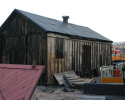 This is the sandhouse, once attached to the sanding tower and one of the original structures. It's in poor shape, and due to be torn down soon.