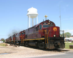 Wasting no time, the southbound turn is up to track speed as it passes through Purdy, MO