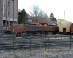 Some of the cool old cars stored in the back part of the yard on the east side (including the wooden drop-bottom gons)