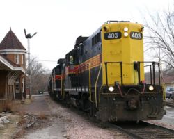 The yard job passes by the old depot at the west end of the yard while tearing apart BICB