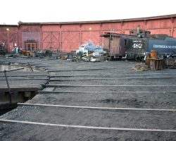 The southernmost part of the new roundhouse, built in 1990 after the original burned in 1989. It, however, was constructed to be true to the original.