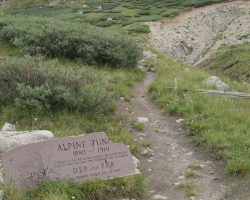 The Mac Poor Memorial Marker, placed northwest of the portal in 1967. Meredith Clarence (Mac) Poor wrote the original book on the line - "The Denver, South Park and Pacific" - published by the Rocky Mountain Railroad Club in 1949.