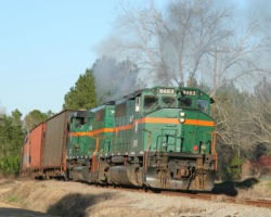 South of Adel at Greggs, the two motors are really pounding away to make it up the grade.