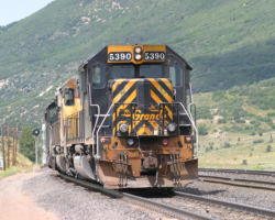 DRGW 5371 east, highball West Summit as we're off to push another one over Soldier Summit