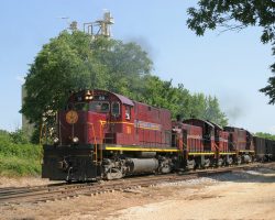About thirty-five minutes after the Monett Turn was back in Springdale, we find this train coming north towards the yard. Power is 50, 18, 12, and 60.