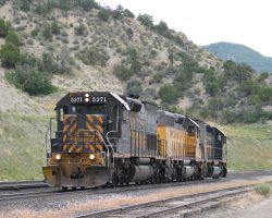 On the way down, we catch a little different shot at Gilluly, this one after the tracks curve under the highway
