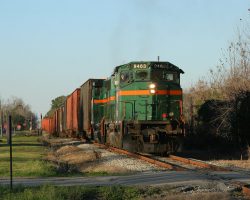 I waited in Morven for quite some time before the train finally showed up. When it did appear, it sounded like it was working abnormally hard for gently rolling track. Turns out one of the units had tripped off, and they were running with just a single unit at this point.