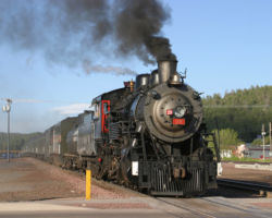 Backing the first section into the storage yard in Williams
