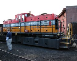 The big boy of the diesel fleet, Big Al, D&S #7. This is an 87-ton center cab, built in 1975, and purchased in 2003 directly from Algoma Steel in Sault St. Marie.