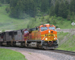 A PG&E coal empty climbs the west side of Bozeman Pass