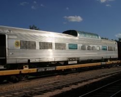 This ex-ARR 7033 dome car must be a new acquisition - it's still on a flatcar up by the BNSF interchange