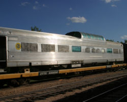 This ex-ARR 7033 dome car must be a new acquisition - it's still on a flatcar up by the BNSF interchange