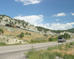 Finally, a use for my new wide angle lens! Here we see the whole train on that same hillside