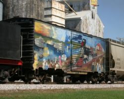 A better look at the mural on the side of tool car IAIS 9201.