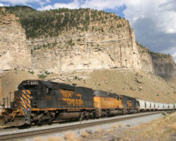 Almost down, we catch the helpers from the grade crossing just below the Castle Gate