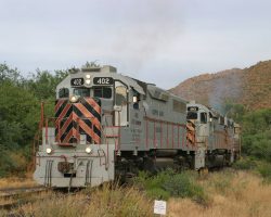 On 26-May, I managed to catch 402 getting a crew at Kelvin Jct. for the run over to the UP interchange at Magma Jct.