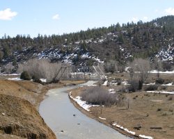 At Juanita, there are two bridges. There's a multi-span bridge crossing the San Juan River, and then this typical truss, which crosses the Navajo River, which splits off the San Juan here.