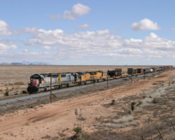 One train I caught on the Sunset Route was this manifest. Seen at Wina, NM, that bump it's pulling over is the Continental Divide