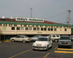 And then there's CRI&P 1943 (maybe), built into this restaurant in Russellville, AR