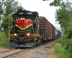 AKMD GP-8 400 and seventeen cars plod along the line at West Helena, AR