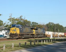 Literally within minutes of arriving in Folkston on Wednesday morning, CSXT 673 and 612 showed up with a southbound stacker