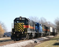 As we were leaving my parents' place in Walcott for Colorado, I heard horns blasting for the downtown crossings. We managed to catch it by Stockton, where it promptly stopped, ending any opportunity to follow it west.