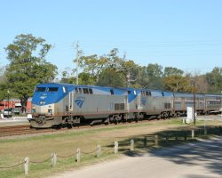 At 1001h, this is the Silver Meteor, Amtrak train 97, running over two hours late.