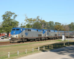 At 1001h, this is the Silver Meteor, Amtrak train 97, running over two hours late.