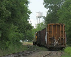 This is about where they're going to tie up. These cars go to the NS, and they'll pick up cars and take them back tomorrow morning.