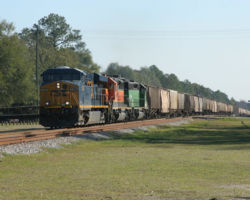 It's now nearly 1515h, and I really need to be heading for the airport in Jacksonville to catch my flight home. I decide to stay for just one more, though. Here it is, the last train of my stop at Folkston, lead by CSXT 5396 and two trailing BNSF SD40-2s.