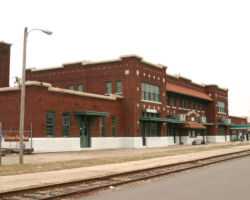 The third depot built at Hugo is preserved today
