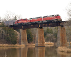 Just east of Fort Towsen, the line crosses Raymond Gary Lake on this great bridge