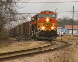 A few minutes later, here comes our coal drag with BNSF 5636 in charge