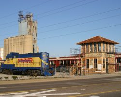 Nearly at the east end of the Fort Worth & Western is Grapevine, TX. FWWR 1500 sits next to an old tower they're bringing in and restoring.