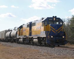 On 5-Feb-2004, I found 2005 and 2007 leading an FWWR train out of Ricker. I first caught up with them near Blanket, TX