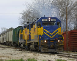 From an earlier (2002) trip, we see FWWR 2002 pulling cars off the branch at Dublin